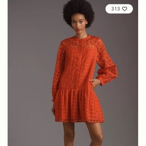 English Factory Long Sleeve Organza Mini Dress